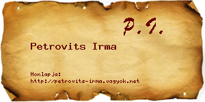 Petrovits Irma névjegykártya